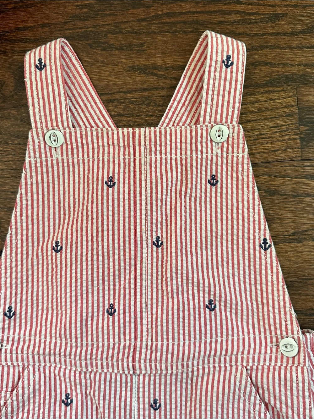 Ralph Lauren Baby seersucker nautical shorts overalls, size 18mo - Picture 3 of 6